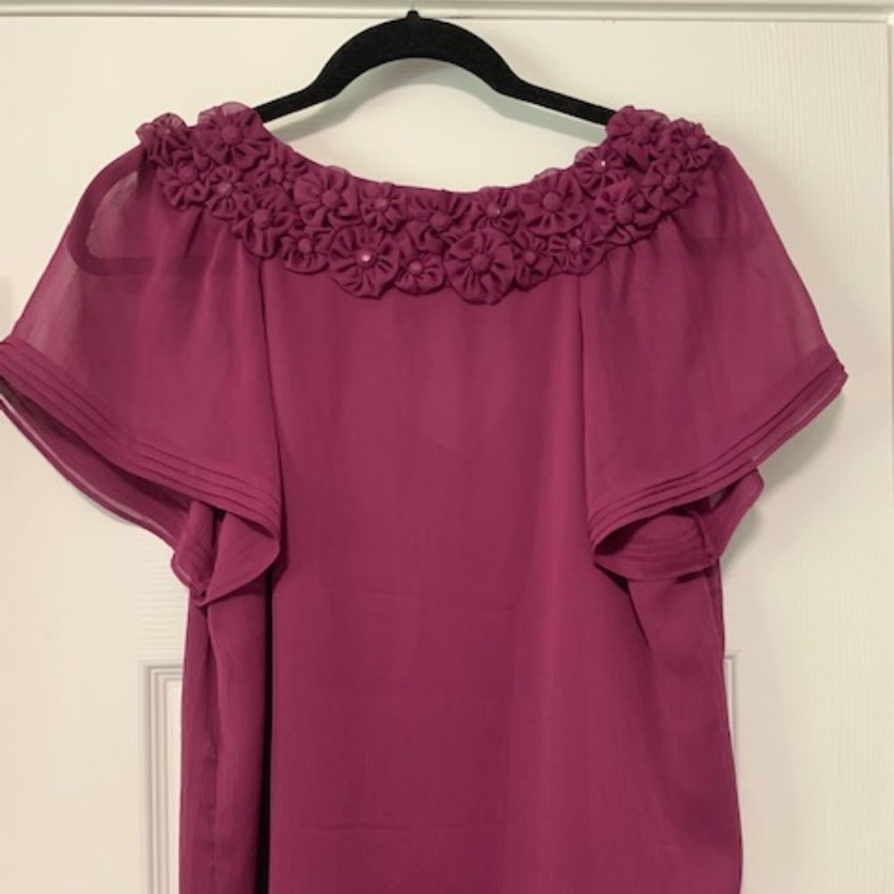 Trulli  Sheer short sleeve shirt eggplant - Picture 3 of 4